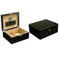 The Onyx 50 Count High Gloss Black Cigar Humidor w/ Polished Hardware